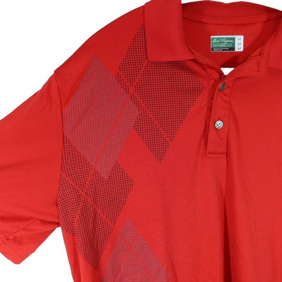 4/$25 BEN HOGAN Performance Size M Red Argyle Dry Wick Short Sleeve Golf Polo - Picture 2 of 4